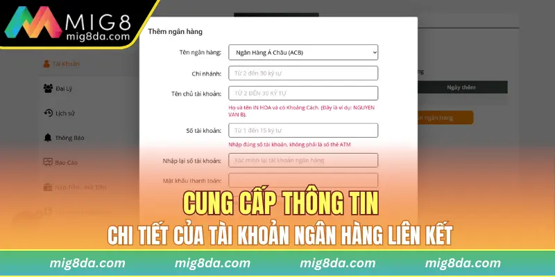 Cung cấp thông tin tài khoản ngân chính chủ